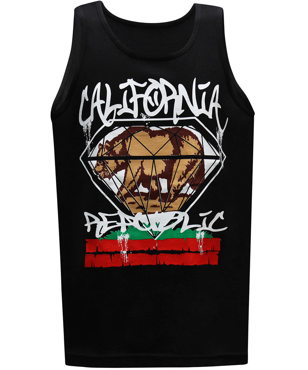 California Republic Big Diamond Men's Muscle Tee Tank Top T-shirt - tees geek