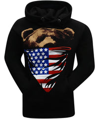 American Flag Bandana Bear Hoodie