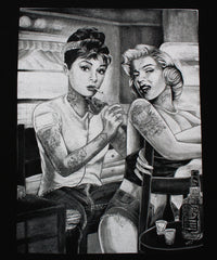 California Republic Marilyn Monroe and Audrey Hepburn Tattooed Twins Men's T-Shirt - tees geek