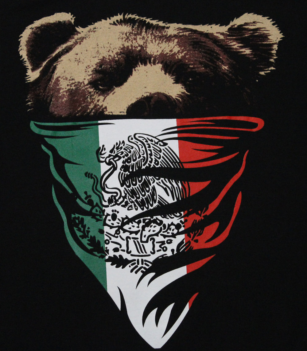 California Republic Mexican Flag Bandana Bear Men's T-Shirt - tees geek